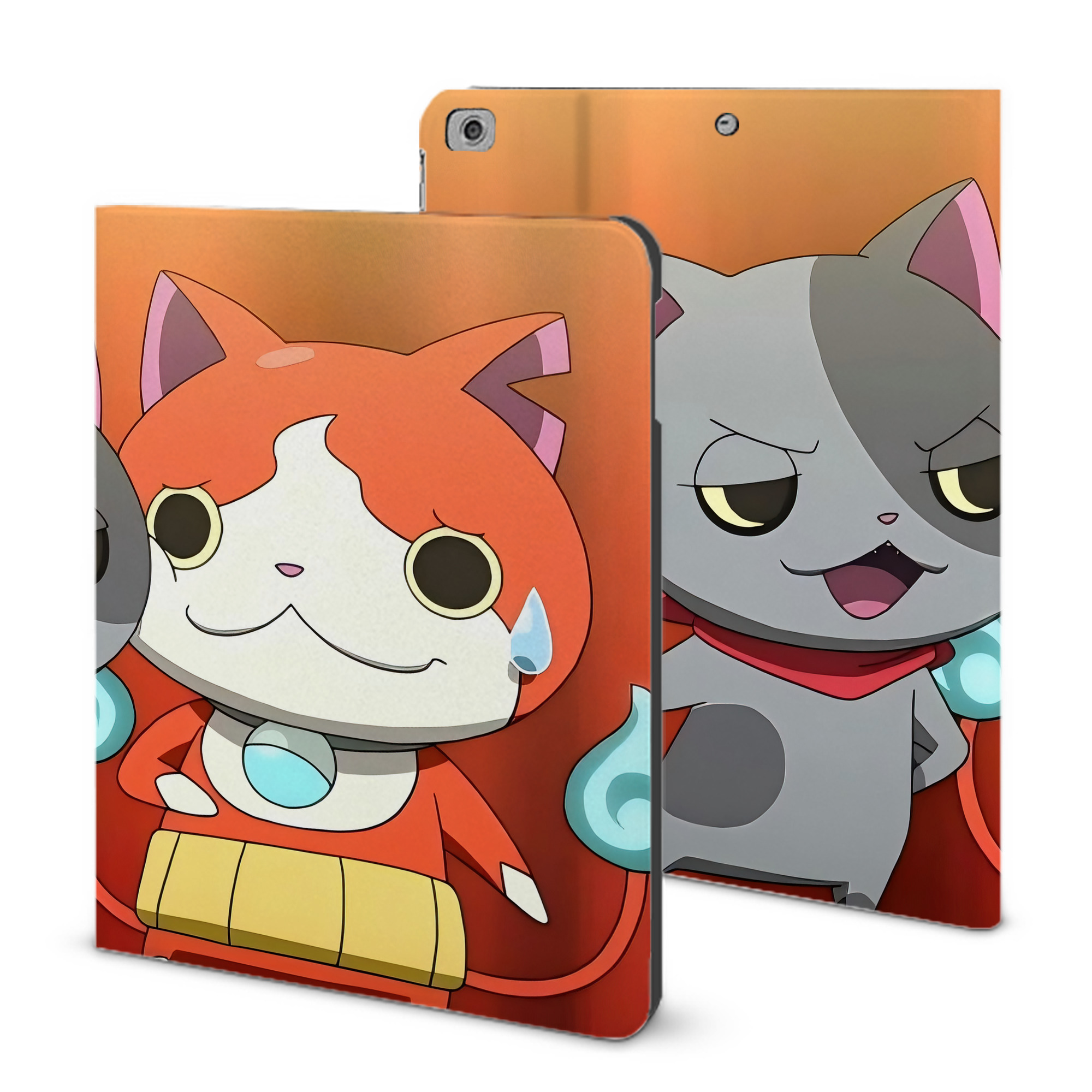 （画像用） 妖怪ウォッチ Yo-kai Watch IPad ケース ブック型 PUレザー TPU 耐衝撃 軽量 薄型 ペン収納なし 全面保護 IPad 各モデル対応